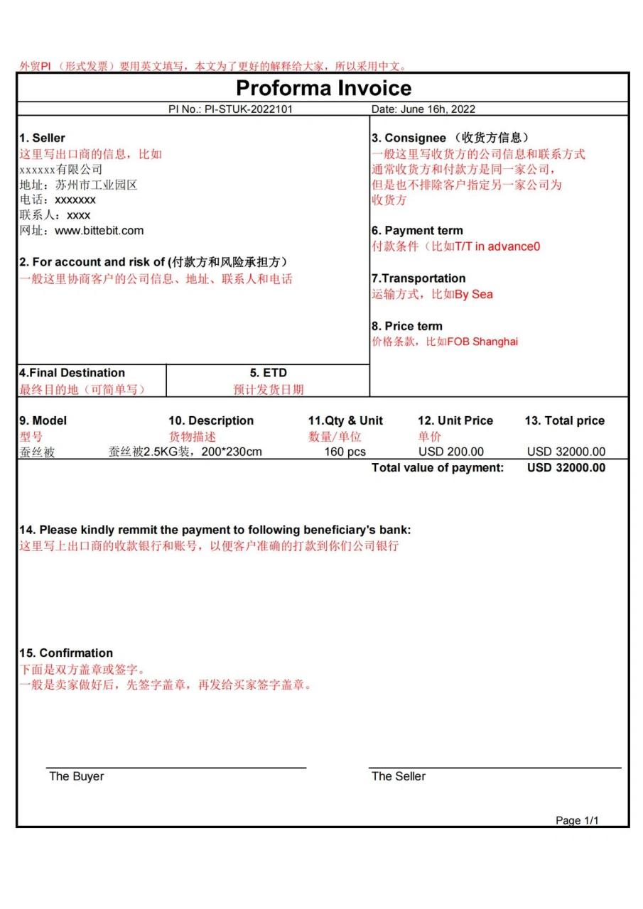 外贸单据pi是什么