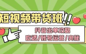短视频带货内训营:抖音出单攻略,吃透/账号运营/奥秘,轻松带货