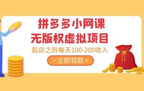 拼多多小网课无版权虚拟项目分享课:起店之后每天100-200