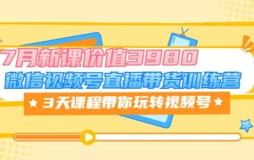 微信视频号直播带货训练营,3天课程带你玩转视频号:7月新课价值3980