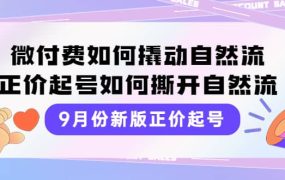 9月份新版正价起号,微付费如何撬动自然流,正价起号如何撕开自然流