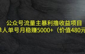 公众号流量主暴利撸收益项目,单人单号月稳赚5000 (价值480元)