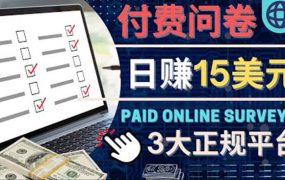 参与付费调查,利用自己的空闲时间完成问卷,适合新手的平台,日赚15美元