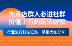 淘系店群人必进社群,价值上万的玩法破解,行业流行打法汇集,草根大咖分享