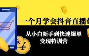 一个月学会抖音直播带货:从小白新手到快速爆单变现特训营(63节课)