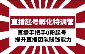 直播起号孵化特训营:直播手把手0粉起号 提升直播团队赚钱能力