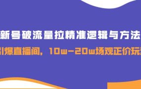 新号破流量拉精准逻辑与方法,引爆直播间,10w-20w场观正价玩法