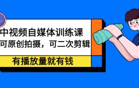 中视频自媒体训练课：可原创拍摄，可二次剪辑，有播放量就有钱
