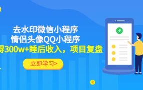 去水印微信小程序 情侣头像QQ小程序,项目复盘