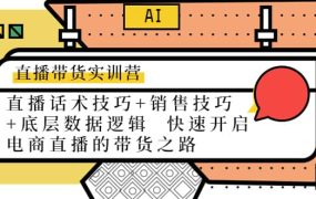 直播带货实训营:话术技巧 销售技巧 底层数据逻辑 快速开启直播带货之路