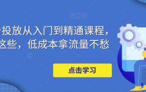 万相台投放·新手到精通课程,学会这些,低成本拿流量不愁
