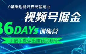 【视频号掘金营】36天手把手教做出赚钱视频号，0基础也能开启高薪副业