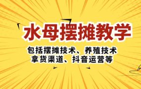 水母·摆摊教学,包括摆摊技术、养殖技术、拿货渠道、抖音运营等