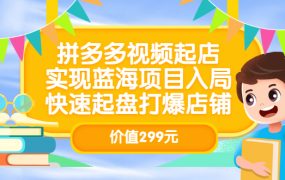 拼多多视频起店,实现蓝海项目入局,快速起盘打爆店铺(价值299元)