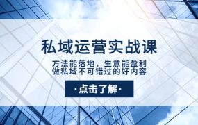 私域运营实战课：方法能落地，生意能盈利，做私域不可错过的好内容