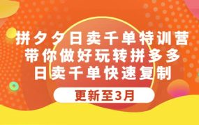 拼夕夕日卖千单特训营,带你做好玩转拼多多,日卖千单快速复制 (更新至3月)