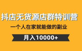 抖店无货源店群特训营:一个人在家就能做的副业