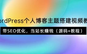 WordPress个人博客主题搭建视频教学,带SEO优化,当站长赚钱(源码 教程)
