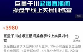 巨量千川起爆直播间操盘手实操训练营,实现快速起号和直播间高投产