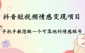 抖音短视频情感变现项目:手把手教您做一个可落地的情感账号