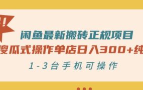 闲鱼最新搬砖正规项目:傻瓜式操作单店日入300 纯利,1-3台手机可操作
