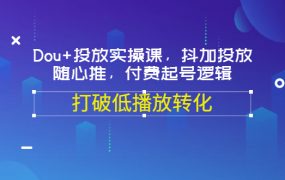 Dou 投放实操课,抖加投放,随心推,付费起号逻辑,打破低播放转化