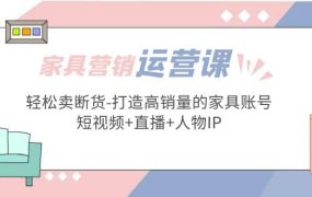 家具营销·运营实战 轻松卖断货-打造高销量的家具账号(短视频 直播 人物IP)