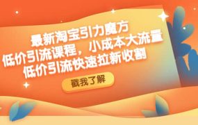 最新淘宝引力魔方低价引流实操:小成本大流量
