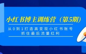 小红书博主训练营（第5期)，从0到1打造高变现小红书账号，抓住最后流量红利