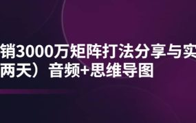 某线下培训:月销3000万矩阵打法分享与实操(两天)音频 思维导图