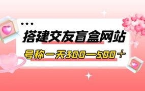搭建交友盲盒网站,号称一天300—500+【源码 教程】