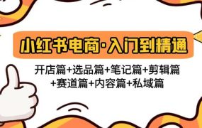 小红书电商入门到精通 开店篇 选品篇 笔记篇 剪辑篇 赛道篇 内容篇 私域篇