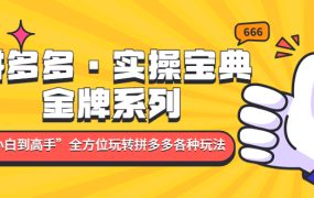 拼多多·实操宝典:金牌系列“小白到高手”带你全方位玩转拼多多各种玩法