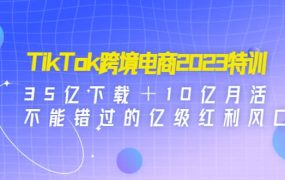 TikTok跨境电商2023特训:35亿下载+10亿月活,不能错过的亿级红利风口