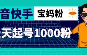 抖音快手三天起号涨粉1000宝妈粉丝的核心方法【详细玩法教程】