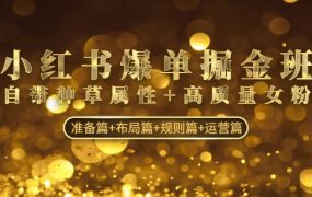 小红书爆单掘金班:自带种草属性 高质量女粉 准备篇 布局篇 规则篇 运营篇