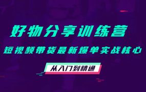 好物分享训练营:短视频带货最新爆单实战核心,从入门到精通