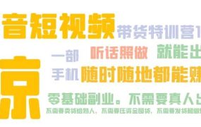 抖音短视频·带货特训营15期 一部手机 听话照做 就能出单