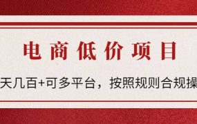 电商低价赔FU项目：按照规则合规操作