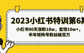 2023小红书特训第6期,小红书90天涨粉18w,变现10w ,半年矩阵号粉丝破百万