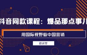 抖音同款课程：爆品那点事儿，用国际视野做中国营销（20节课）