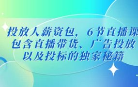投放人薪资包,6节直播课,包含直播带货、广告投放、以及投标的独家秘籍
