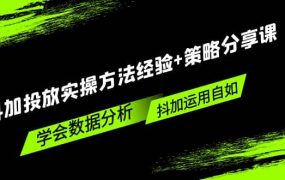 抖加投放实操方法经验 策略分享课,学会数据分析,抖加运用自如