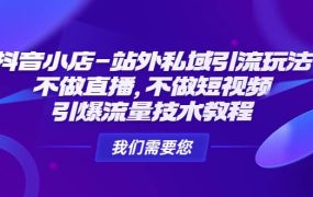 抖音小店-站外私域引流玩法:不做直播,不做短视频,引爆流量技术教程