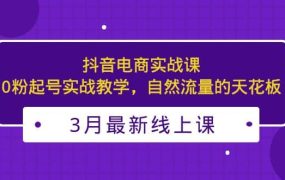 3月最新抖音电商实战课:0粉起号实战教学,自然流量的天花板