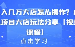 月入几万大店怎么操作?虚拟项目大店玩法分享【视频课程】
