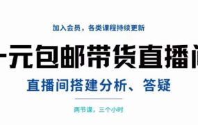 一元包邮带货直播间搭建，两节课三小时，搭建、分析、答疑