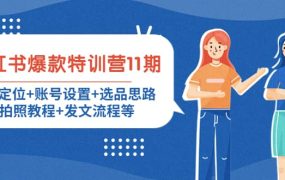 小红书爆款特训营11期:人设定位 账号设置 选品思路 拍照教程 发文流程等