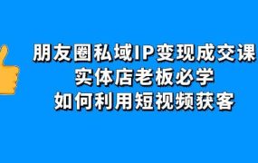 朋友圈私域IP变现成交课:实体店老板必学,如何利用短视频获客