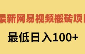2022网易视频搬砖赚钱,日收益120(视频教程 文档)